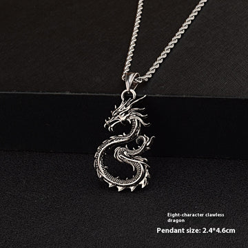 Paved Black Dragon Sword Pendant Necklace